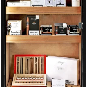 Adorini Portofino Cabinet Black Humidor for 3,100 Cigars—Modular Cedar Wood System