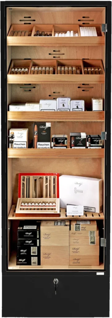 Adorini Portofino Cabinet Black Humidor for 3,100 Cigars—Modular Cedar Wood System
