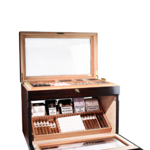 Adorini Portico Deluxe Brown Humidor for 400 Cigars, Warm Brown Finish